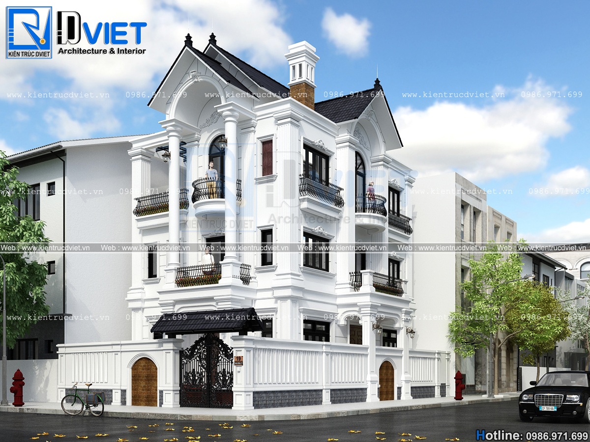 Mẫu biệt thự 3 tầng tân cổ điển đẹp kiểu pháp sang trọng cho 2023 | Nội  thất Âu Việt FS